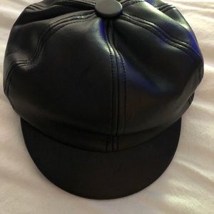 Black leather look hat